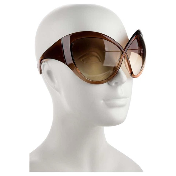 *RARE* TOM FORD "Bug" Oversize Brown Gradient Sunglasses NEW With Case and Cloth - Picture 3 of 6
